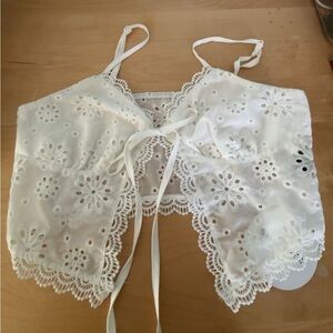 SHEIN White Lace Crop Top